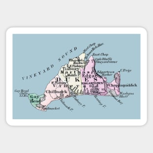 1875 Map of Martha's Vineyard Sticker